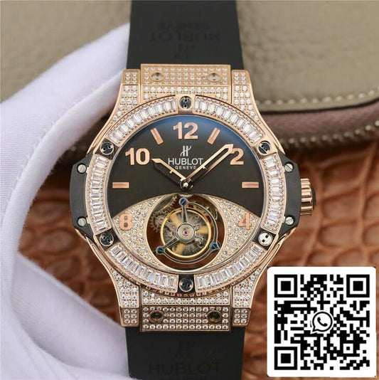 Hublot Big Bang Tourbillon 1:1 Best Edition Rose Gold Black Dial US Replica Watch