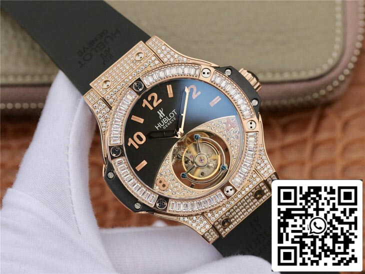 Hublot Big Bang Tourbillon 1:1 Best Edition Rose Gold Black Dial US Replica Watch