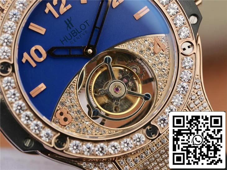 Hublot Big Bang Tourbillon 1:1 Best Edition Rose Gold Diamond Dial US Replica Watch