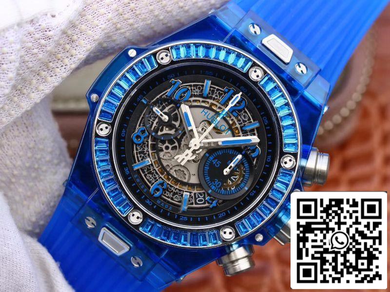 Hublot Big Bang Unico 411.JX.4802.RT Men Watches 1:1 Best Edition Swiss ETA1242 Blue Rubber Strap US Replica Watch