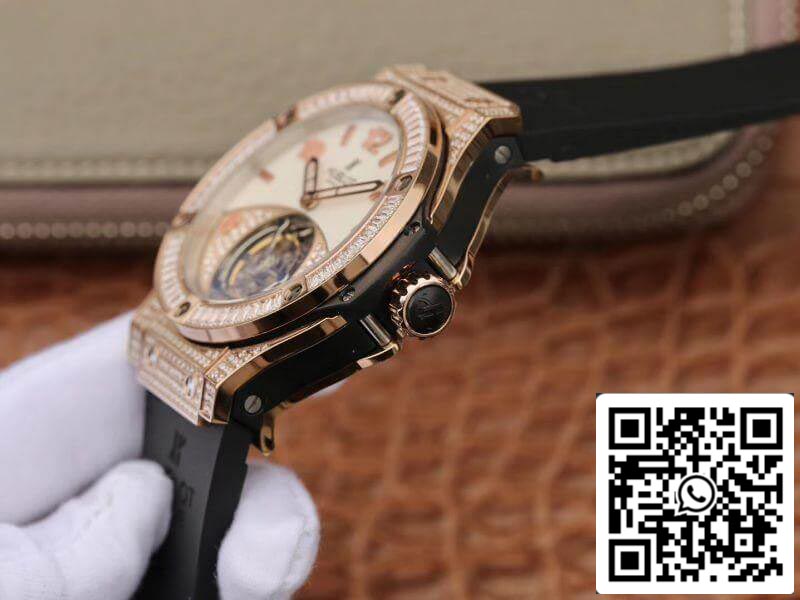 Hublot Classic Fusion 45mm Tourbillon 1:1 Best Edition With Diamond Rosegold White Dial Swiss Toubillon US Replica Watch