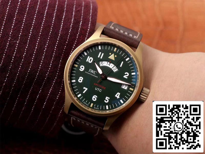 IWC Pilot Spitfire IW327101 1:1 Best Edition ZF Factory Green Dial Swiss ETA82710 US Replica Watch