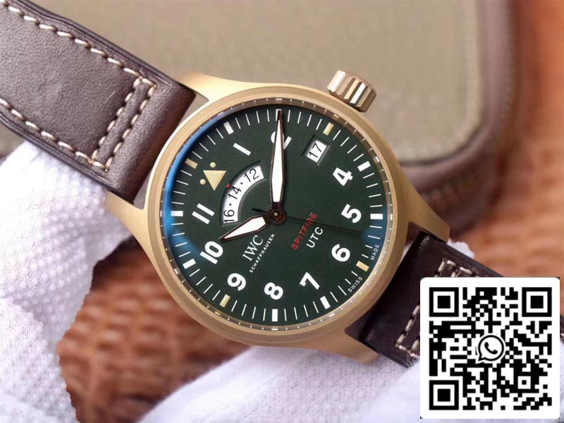 IWC Pilot Spitfire IW327101 1:1 Best Edition ZF Factory Green Dial Swiss ETA82710 US Replica Watch