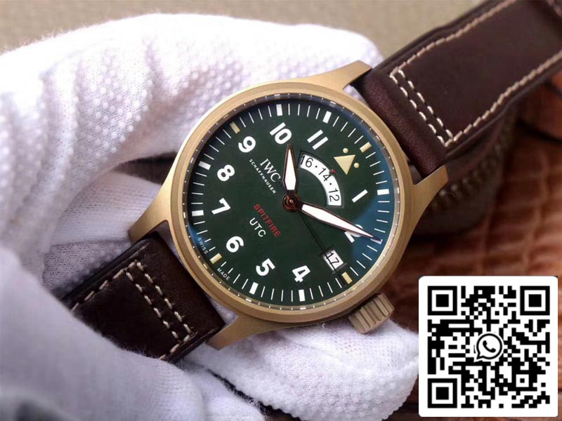 IWC Pilot Spitfire IW327101 1:1 Best Edition ZF Factory Green Dial Swiss ETA82710 US Replica Watch