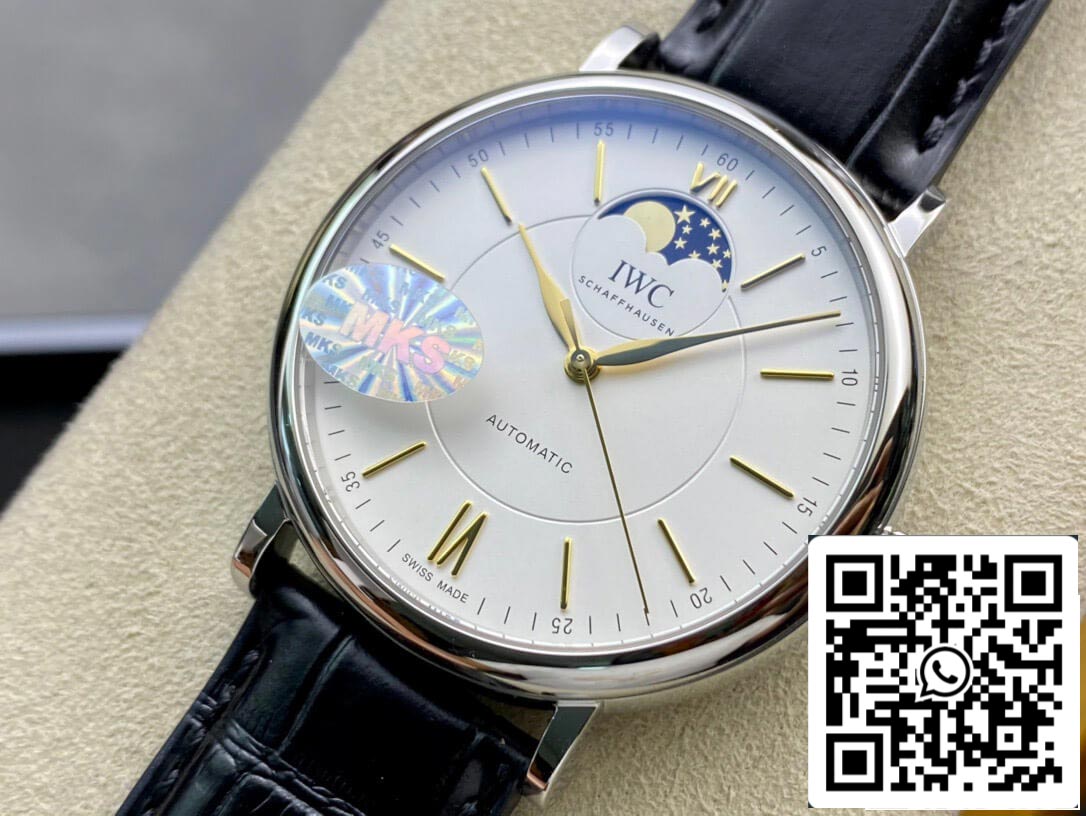 IWC Portofino Moon Phase IW459401 1:1 Best Edition MKS Factory White Dial US Replica Watch