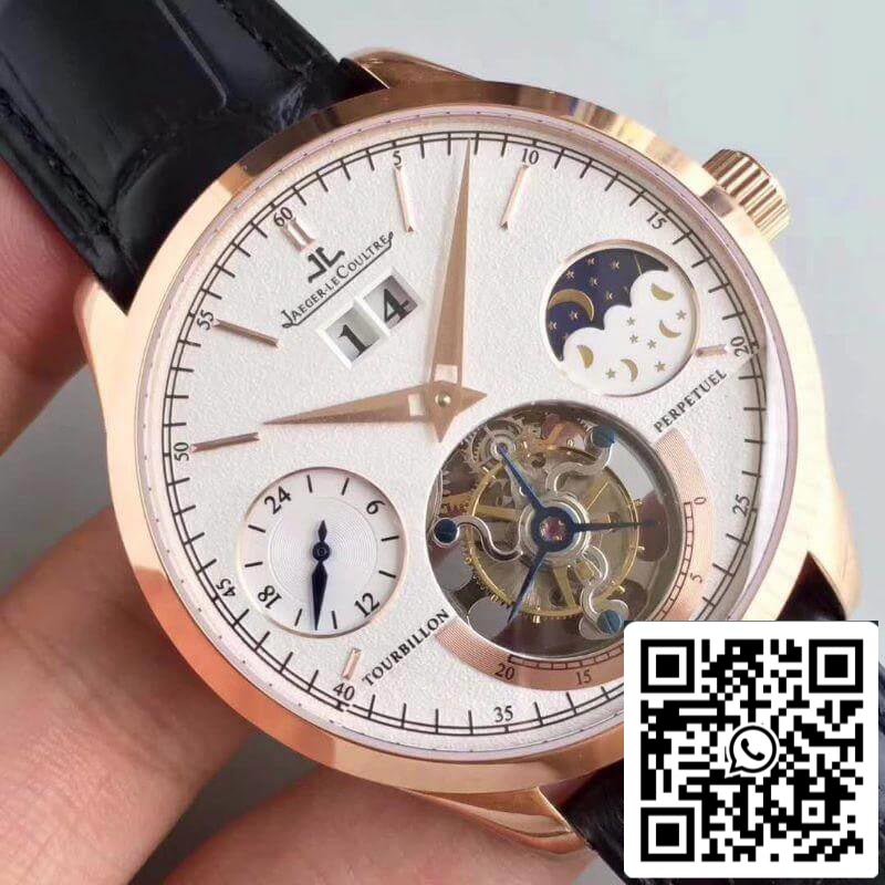 Jaeger-LeCoultre Master Grande Tradition Tourbillon Men Watches 1:1 Best Edition Swiss Tourbillon 18K Rose Gold White Dial US Replica Watch