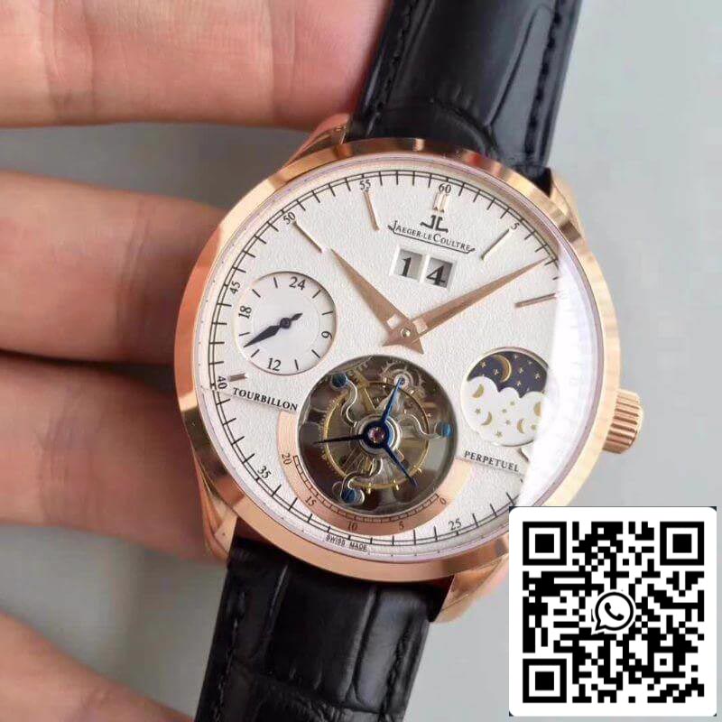 Jaeger-LeCoultre Master Grande Tradition Tourbillon Men Watches 1:1 Best Edition Swiss Tourbillon 18K Rose Gold White Dial US Replica Watch