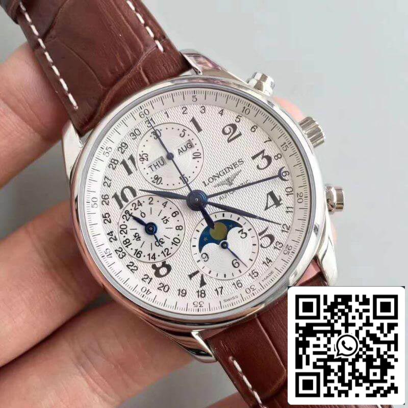 Longines Master Moonphase L2.673.4.78.3 JF factory 1:1 Best Edition Swiss ETA7751 White Textured Dial US Replica Watch