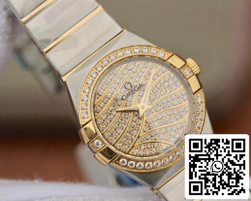 Omega Constellation Quartz Ladies 18K Yellow Gold Diamond Dial TW Factory 1:1 Best Edition Swiss Eta Quartz 1376 US Replica Watch