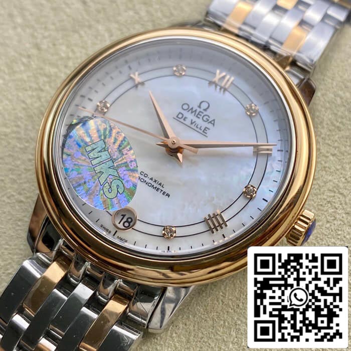 Omega De Ville 1:1 Best Edition MKS Factory Rose Gold Diamond Dial US Replica Watch