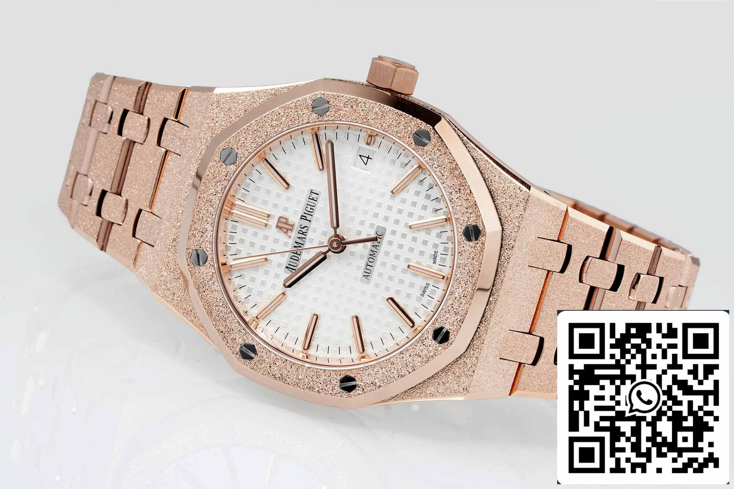 Audemars Piguet 15454 Frost Gold 1:1 mejor edición Esfera blanca Oro rosa