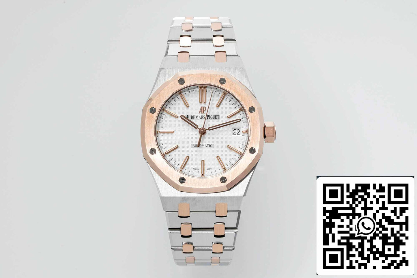 Audemars Piguet Royal Oak 15450SR.OO.1256SR.01 APS Factory 1:1 Best Edition V3 quadrante bianco oro rosa e acciaio