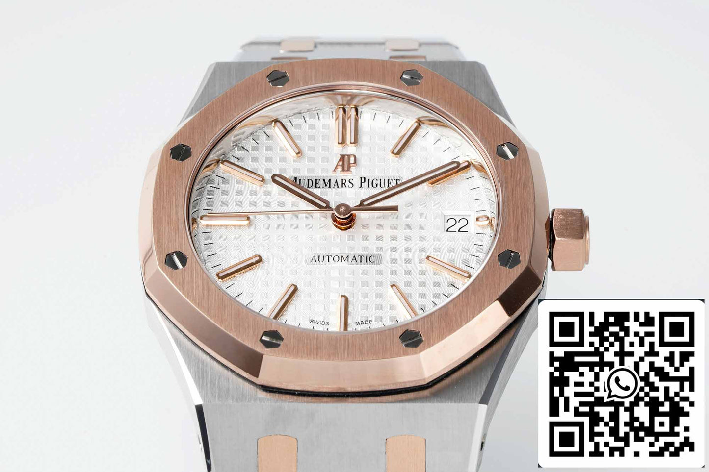 Audemars Piguet Royal Oak 15450SR.OO.1256SR.01 APS Factory 1:1 Best Edition V3 quadrante bianco oro rosa e acciaio