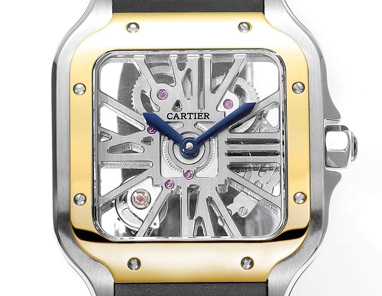 Cartier santos Skeleton 40mm  THB Factory 1:1 Best Edition Gold Bezel and White Case