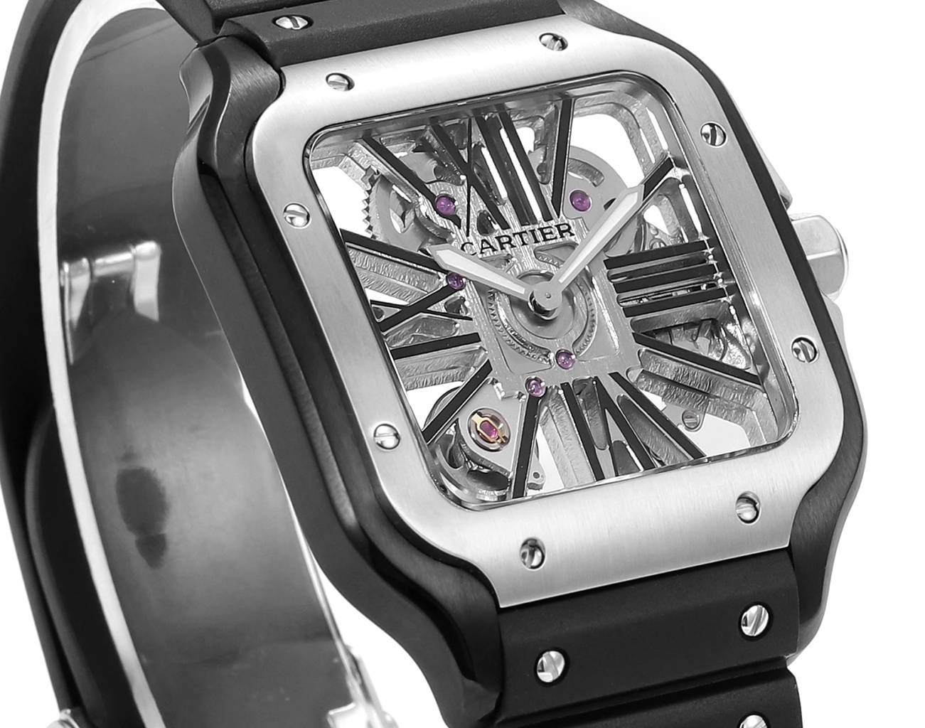 Cartier santos Skeleton 40mm THB Factory 1:1 Mejor Edición Bisel Blanco y Caja Negra