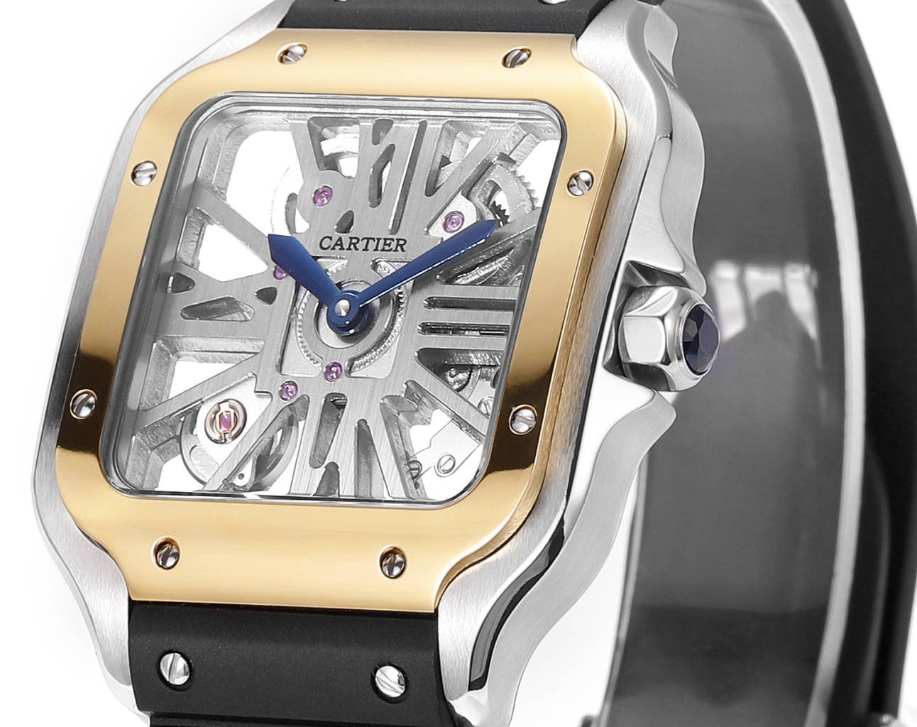 Cartier santos Skeleton 40mm  THB Factory 1:1 Best Edition Gold Bezel and White Case