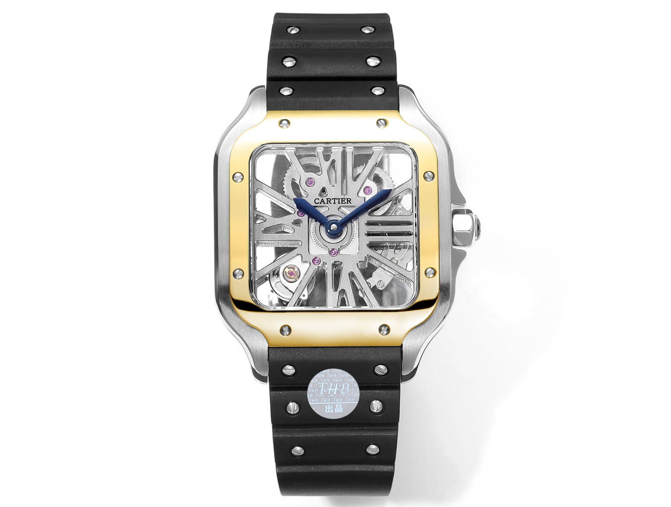 Cartier Santos Skeleton 40mm THB Factory 1:1 Best Edition Lunetta in oro e cassa bianca