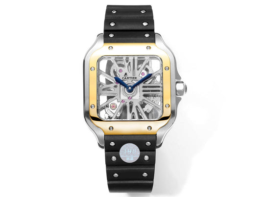 Cartier santos Skeleton 40mm  THB Factory 1:1 Best Edition Gold Bezel and White Case