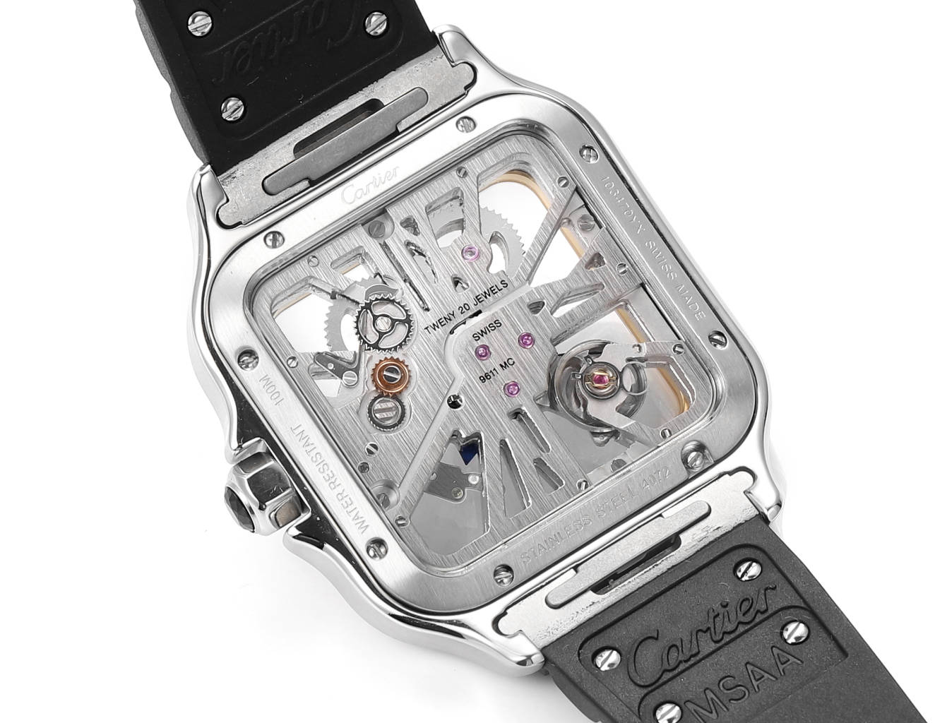 Cartier santos Skeleton 40mm  THB Factory 1:1 Best Edition White Bezel and Black Case