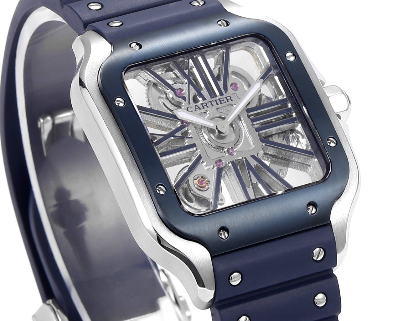 Cartier santos Skeleton 40mm WHSA0026 THB Factory 1:1 Best Edition Bisel azul