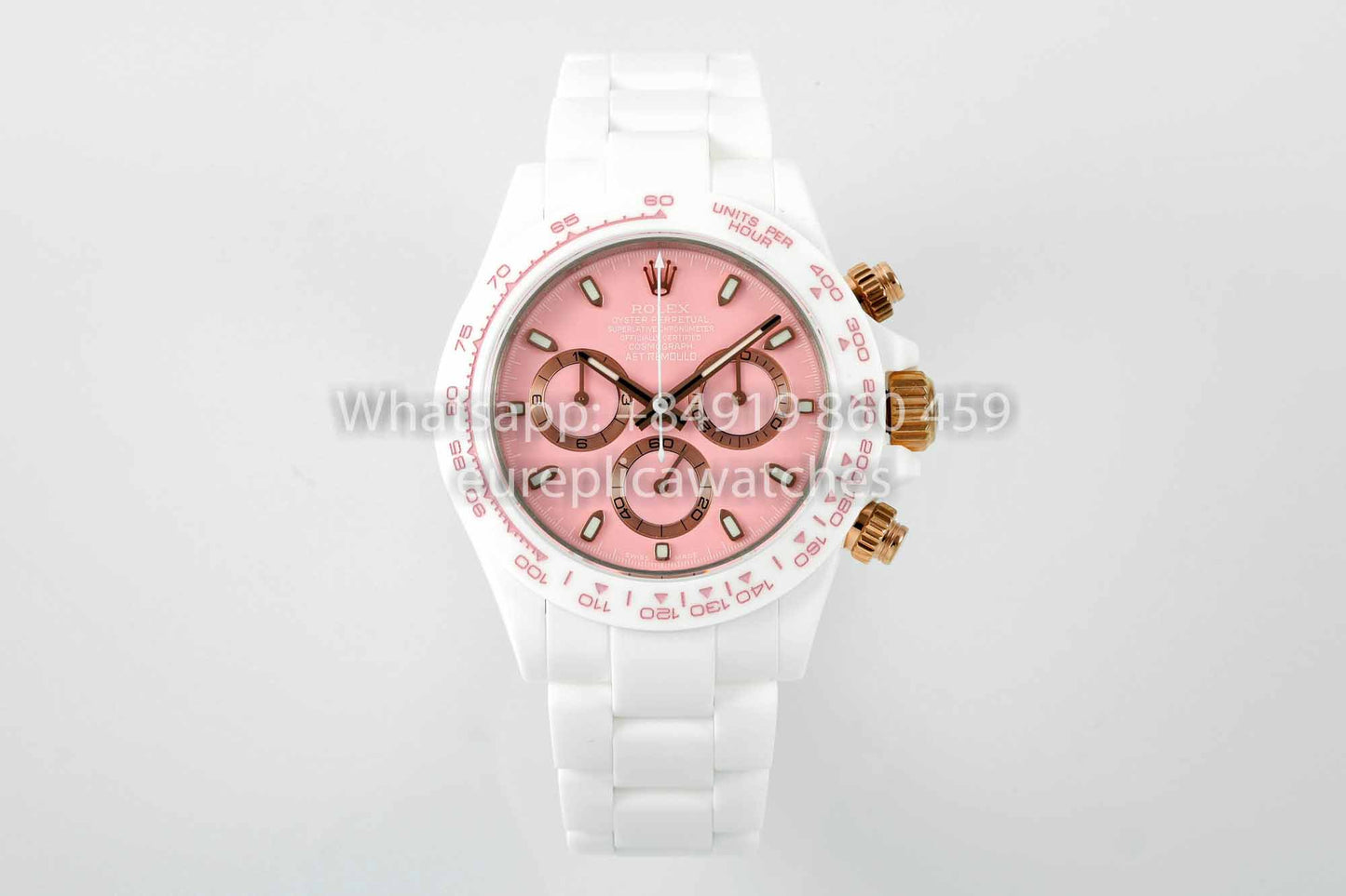 AET REMOULD Rolex Daytona personalizado Caja de cerámica blanca Esfera rosa 1:1 Mejor clon N6F Fábrica