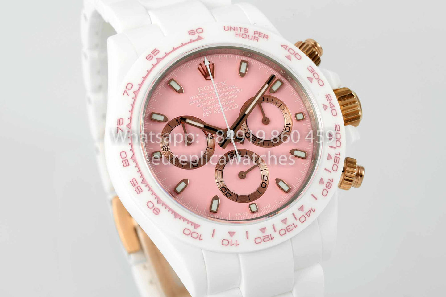 AET REMOULD Rolex Daytona personalizado Caja de cerámica blanca Esfera rosa 1:1 Mejor clon N6F Fábrica