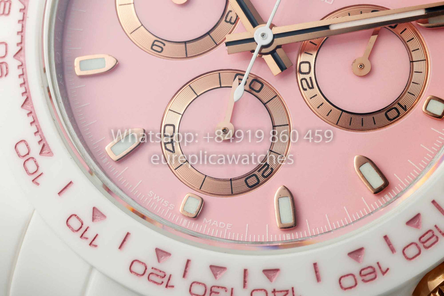 AET REMOULD Rolex Daytona personalizado Caja de cerámica blanca Esfera rosa 1:1 Mejor clon N6F Fábrica