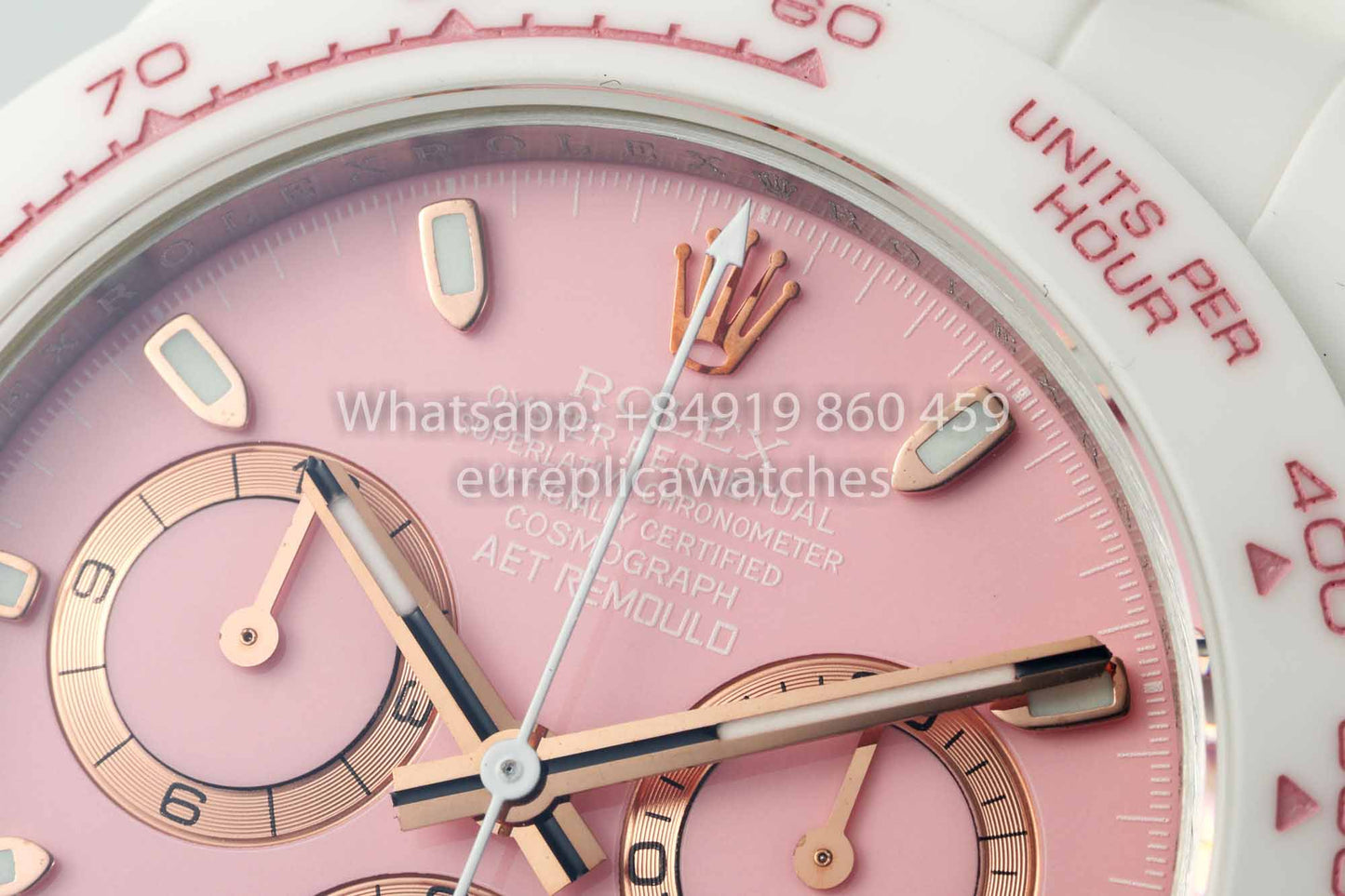 AET REMOULD Rolex Daytona personalizado Caja de cerámica blanca Esfera rosa 1:1 Mejor clon N6F Fábrica