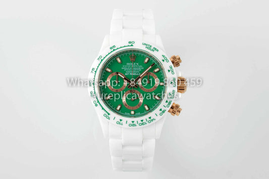 AET REMOULD Rolex Daytona personalizzato cassa in ceramica bianca quadrante verde 1:1 miglior clone N6F Factory