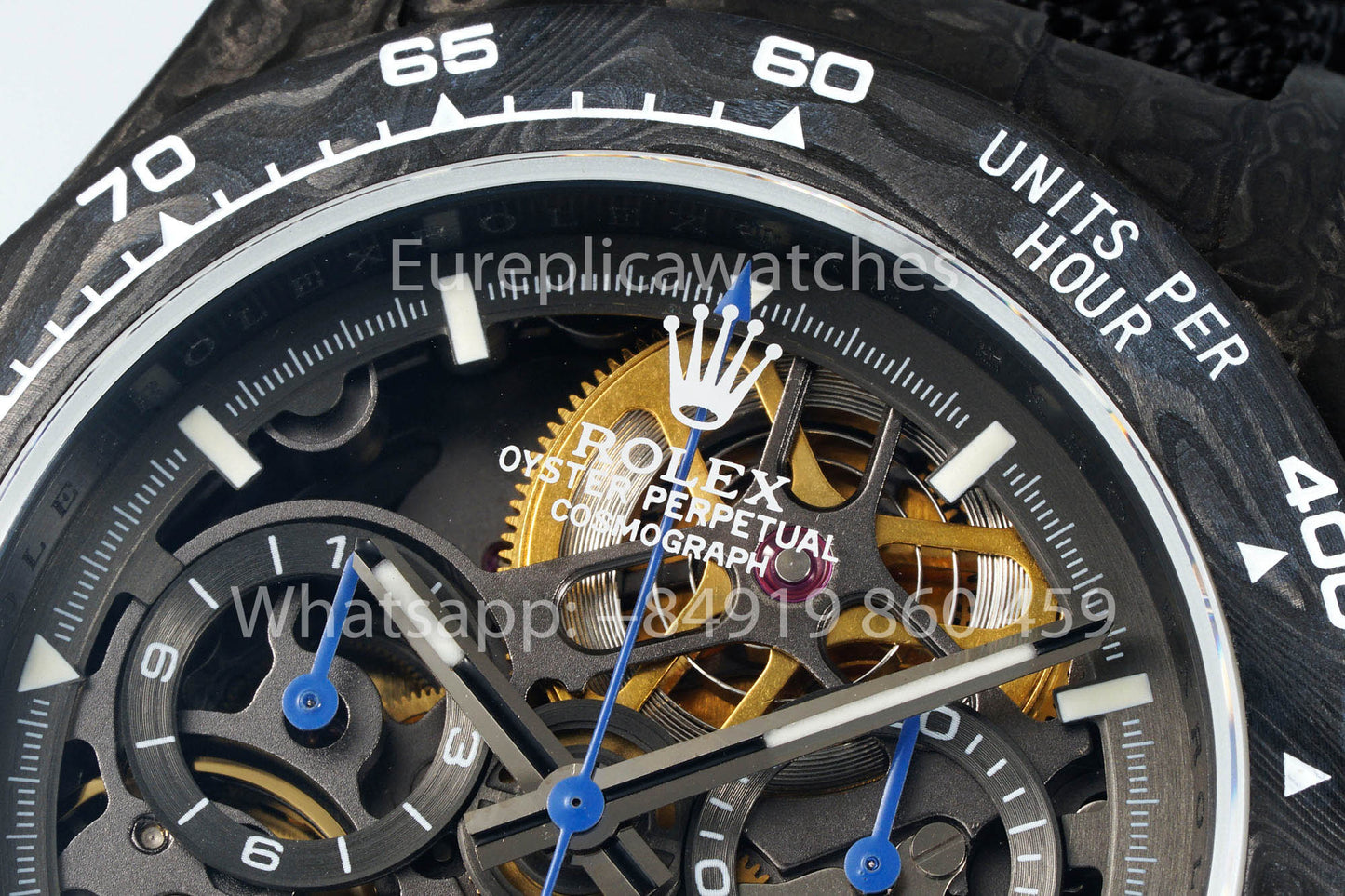 Rolex Daytona Skeleton Dial Diw Custom NTPT Carbon Case 1:1 Mejor clon con agujas azules