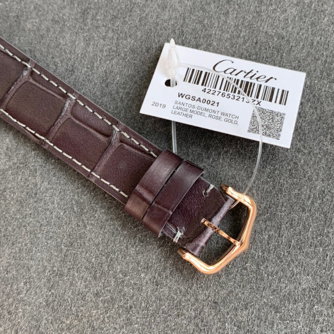 Cartier Santos-Dumont WGSA0022 1:1 Best Edition F1 Factory Silver Dial Brown Strap