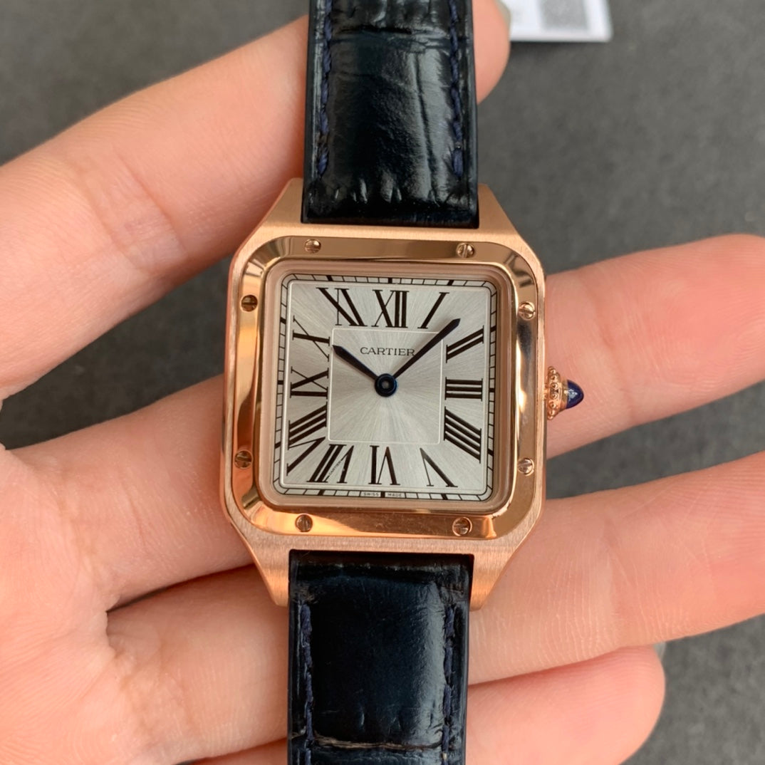 Cartier Santos-Dumont WGSA0022 1:1 Best Edition F1 Factory Esfera plateada Correa negra