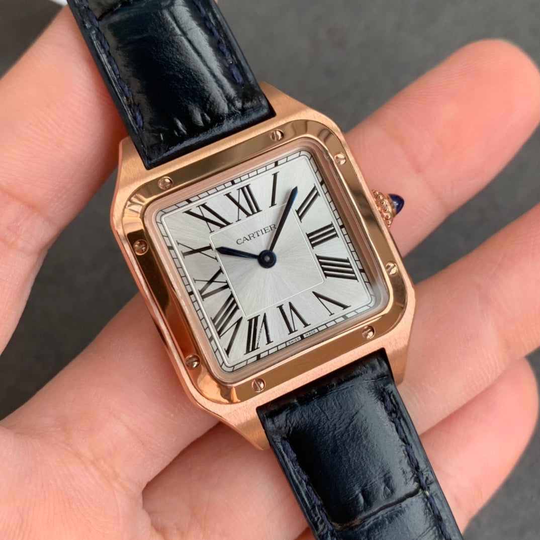 Cartier Santos-Dumont WGSA0022 1:1 Best Edition F1 Factory Esfera plateada Correa negra