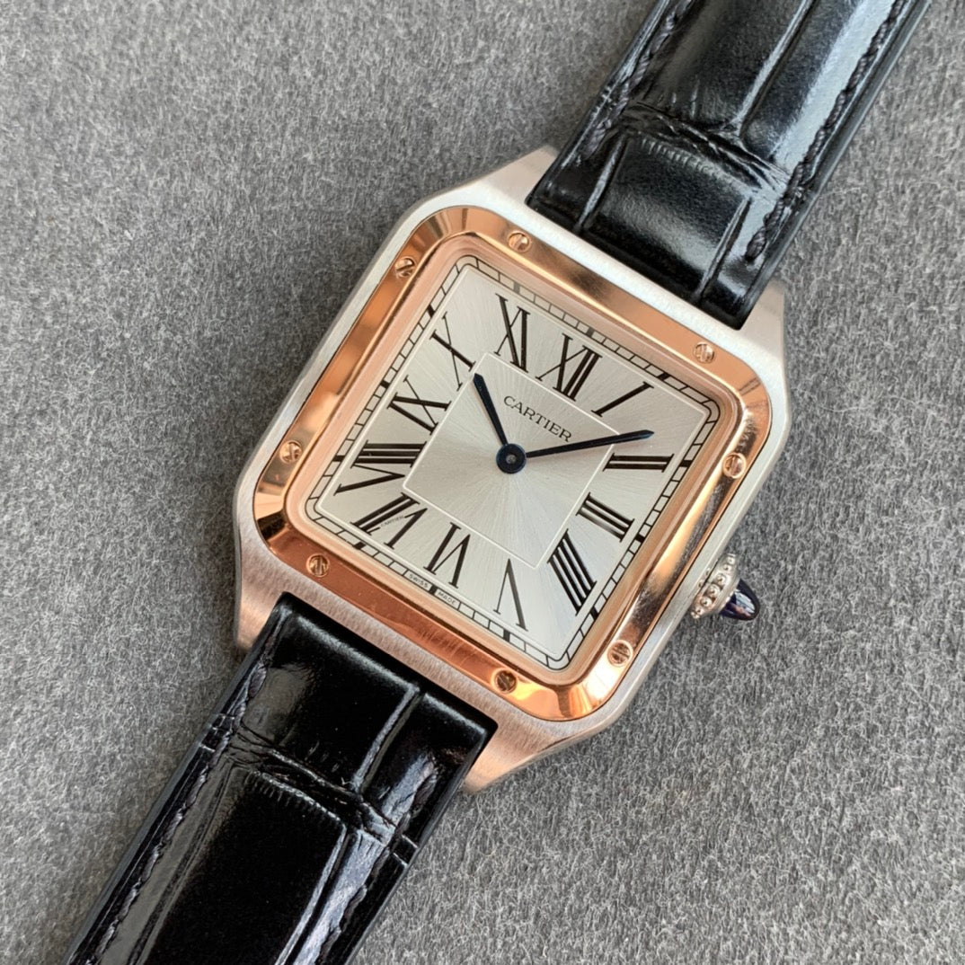 Cartier Santos-Dumont WGSA0022 1:1 Best Edition F1 Factory Silver Case Black Strap