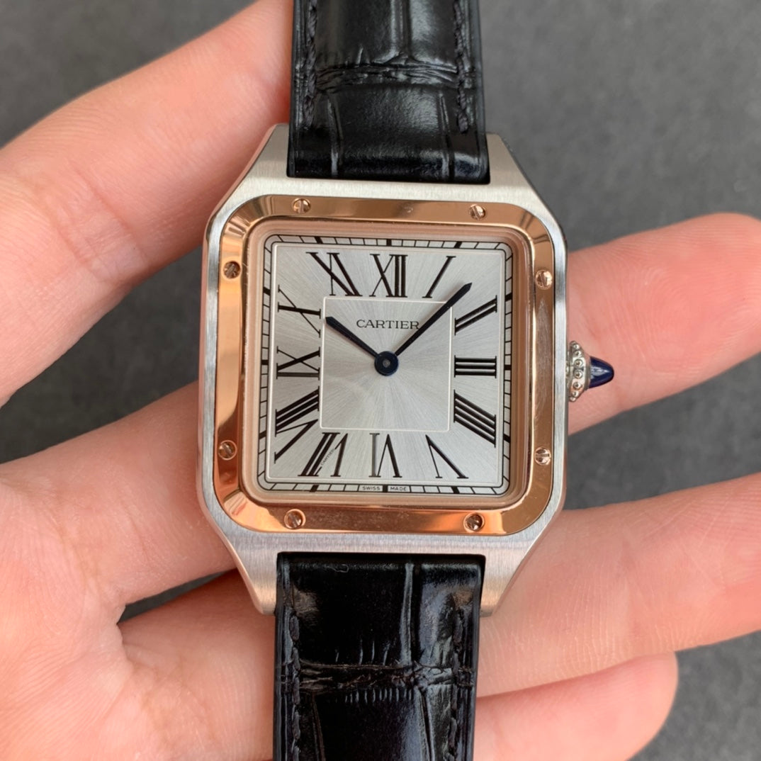 Cartier Santos-Dumont WGSA0022 1:1 Best Edition F1 Factory Silver Case Black Strap