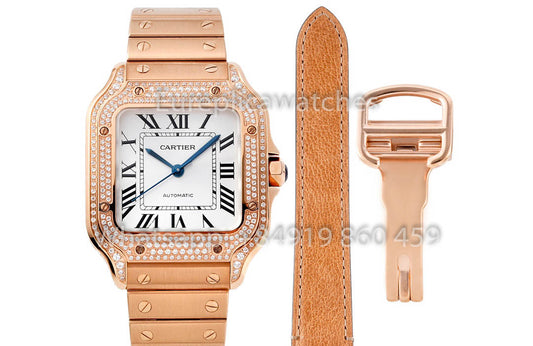 Cartier Santos De Cartier WJSA0009 Watch 1:1 Best Clone 35.1 mm BV Factory Rose Gold