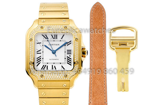 Cartier Santos De Cartier WJSA0010 1:1 Miglior Clone 35,1 mm BV Factory Oro Giallo