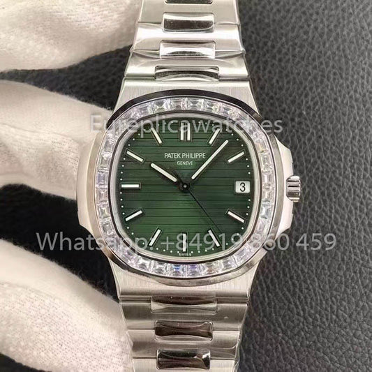 Patek Philippe Nautilus 5711 Olive Green with T-Cut Diamonds 1:1 Best Clone 3K Factory Newest Version