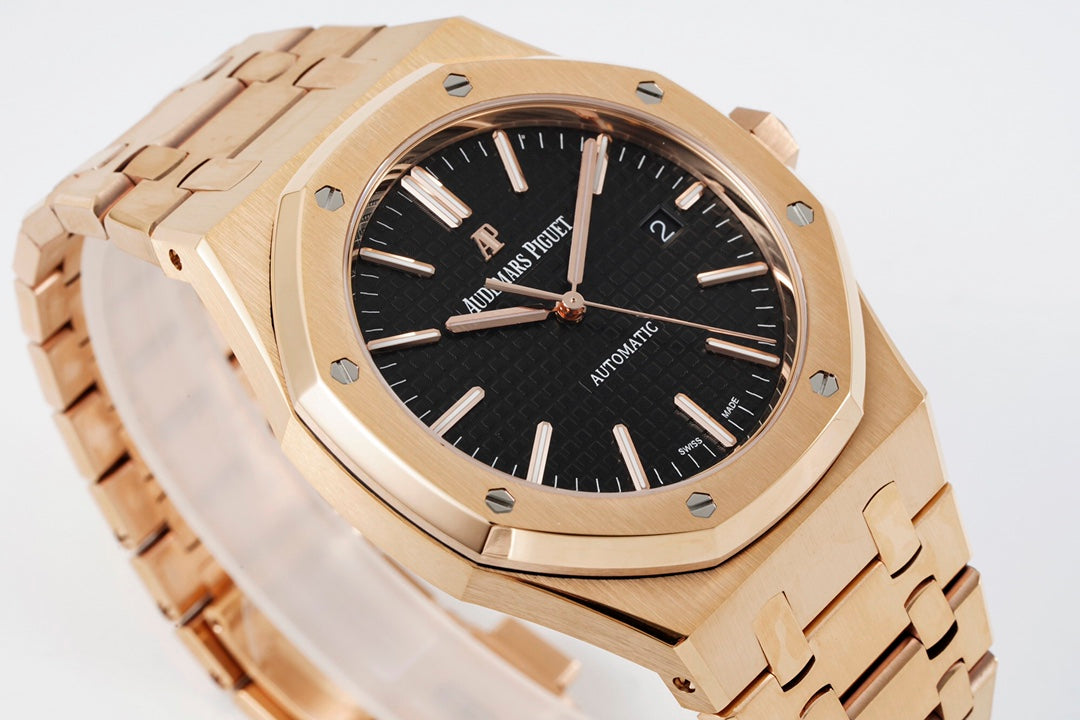 Audemars Piguet Royal Oak 15400ST 1:1 Mejor Edición ZF Factory Esfera Negra Oro Rosa