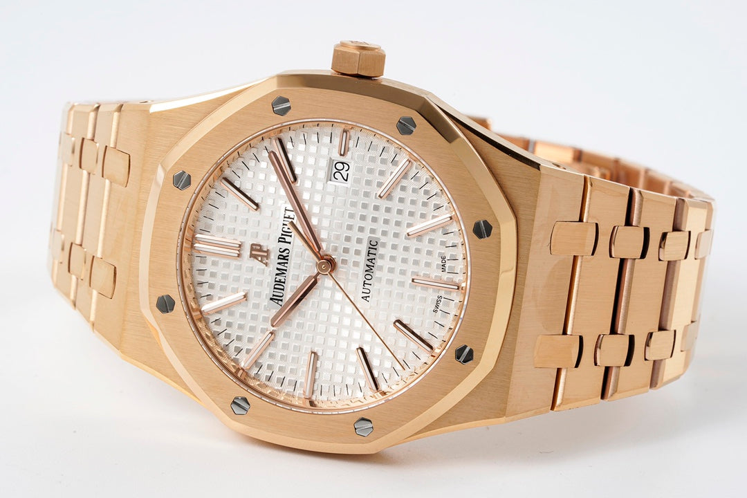 Audemars Piguet Royal Oak 15400ST 1:1 Best Edition ZF Factory White Dial Rose Gold