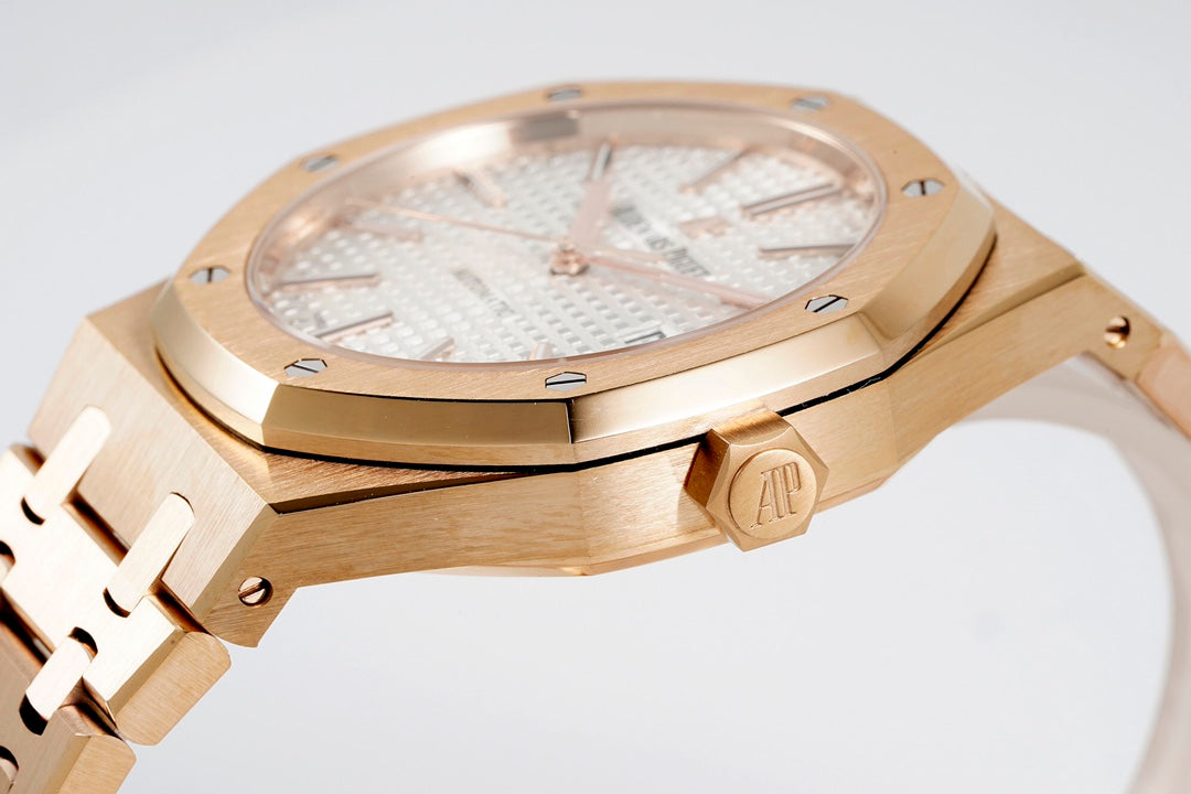 Audemars Piguet Royal Oak 15400ST 1:1 Mejor Edición ZF Factory Esfera Blanca Oro Rosa