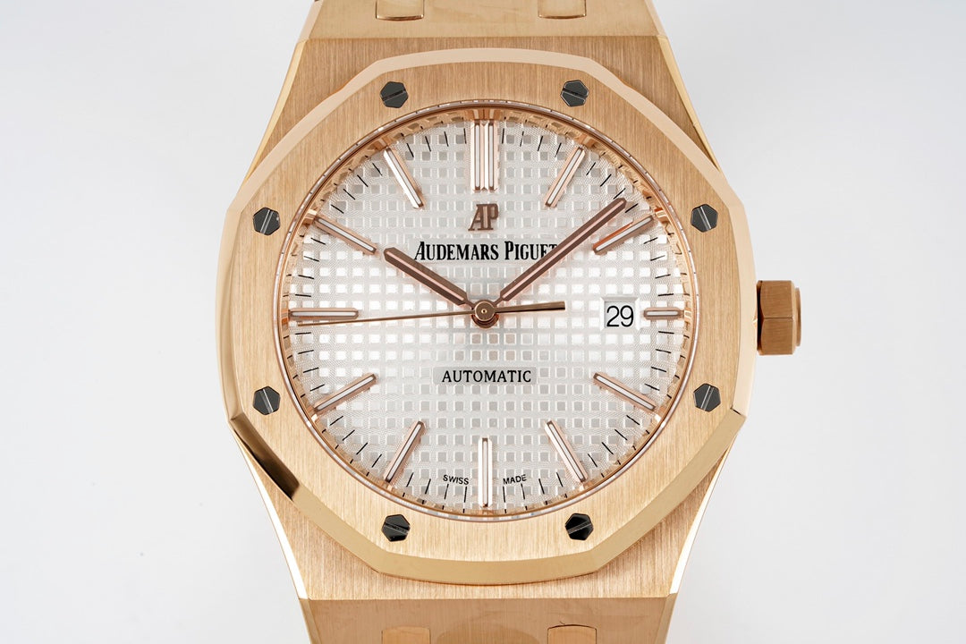 Audemars Piguet Royal Oak 15400ST 1:1 Mejor Edición ZF Factory Esfera Blanca Oro Rosa