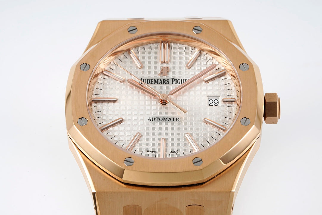 Audemars Piguet Royal Oak 15400ST 1:1 Mejor Edición ZF Factory Esfera Blanca Oro Rosa