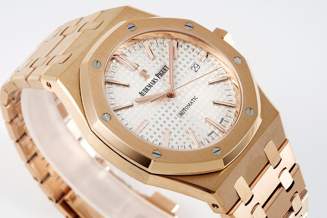 Audemars Piguet Royal Oak 15400ST 1:1 Mejor Edición ZF Factory Esfera Blanca Oro Rosa