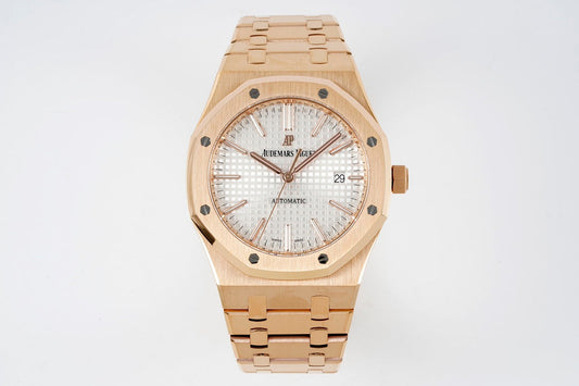 Audemars Piguet Royal Oak 15400ST 1:1 Mejor Edición ZF Factory Esfera Blanca Oro Rosa