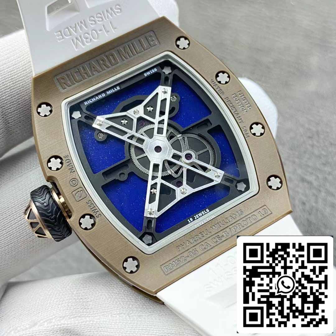 RM52-05 PHARRELL WILLIAMS 1:1 Mejor edición YS Factory Movimiento Tourbillon con correa blanca