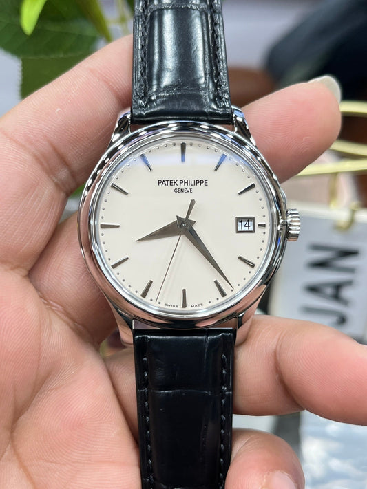 Patek Philippe Calatrava 5227G White Dial 1:1 Best Edition 3K Factory Black Leather Strap