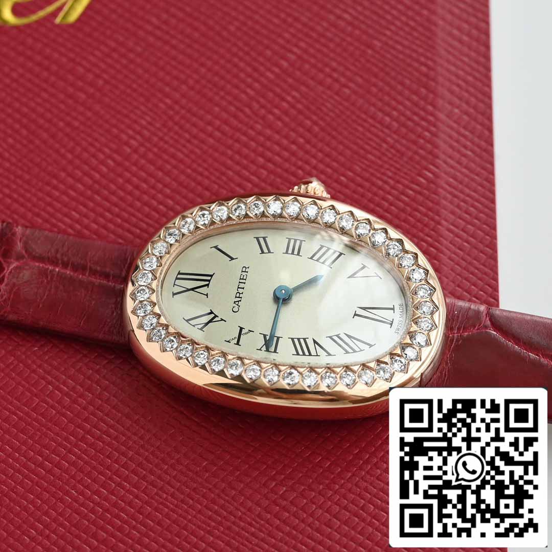 Cartier Lady Baignoire 23,9 mm CRWJBA0031 Edición 1:1 Mejor edición Oro auténtico de 18 k y diamantes Versión con correa roja