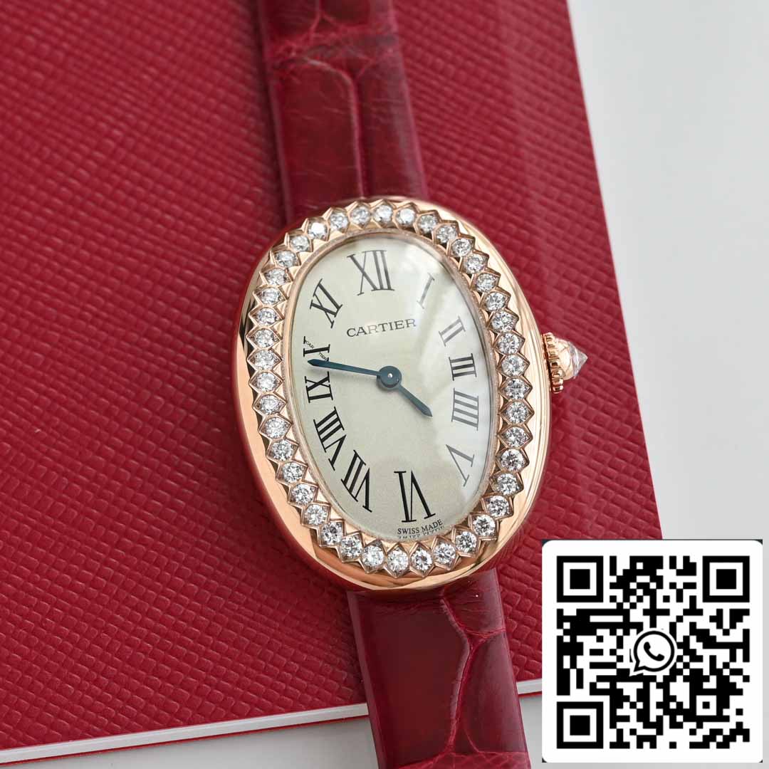 Cartier Lady Baignoire 23,9 mm CRWJBA0031 Edición 1:1 Mejor edición Oro auténtico de 18 k y diamantes Versión con correa roja