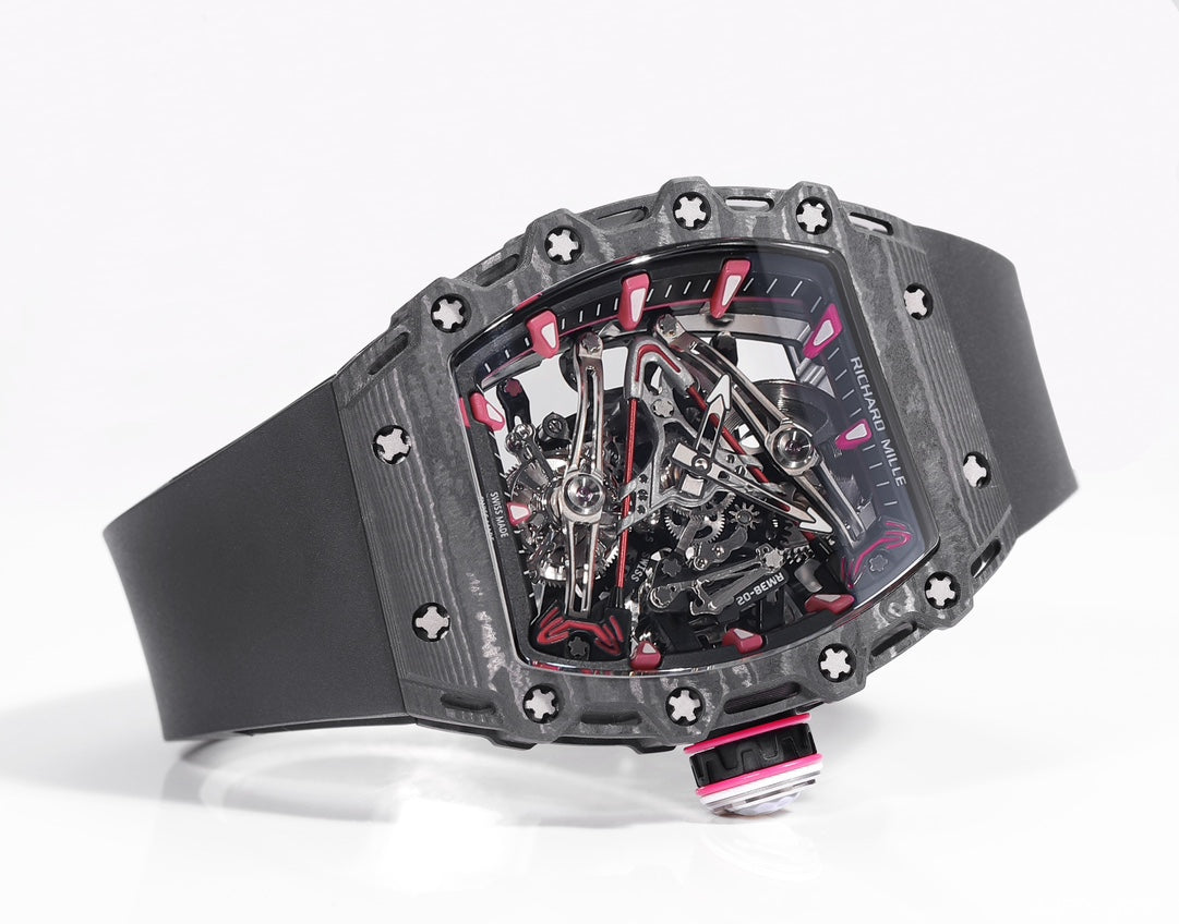 Richard Mille Bubba Watson Tourbillon RM38-02 1:1 Mejor edición Caja de carbono negra Correa de caucho